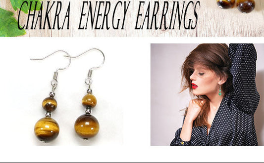 Genuine Tigers Eye 2 Stone Beaded Earrings 1 Pair Dangle silver Earrings Chakra Healing Crystal Lightweight Colorful Gemstone Earrings Gifts for Women, Mom