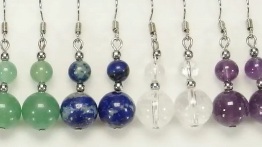 Clear Crystal 2 Stone Beaded Earrings 1 Pair Dangle silver Earrings Chakra Healing Crystal Lightweight Colorful Gemstone Earrings Gifts for Women.